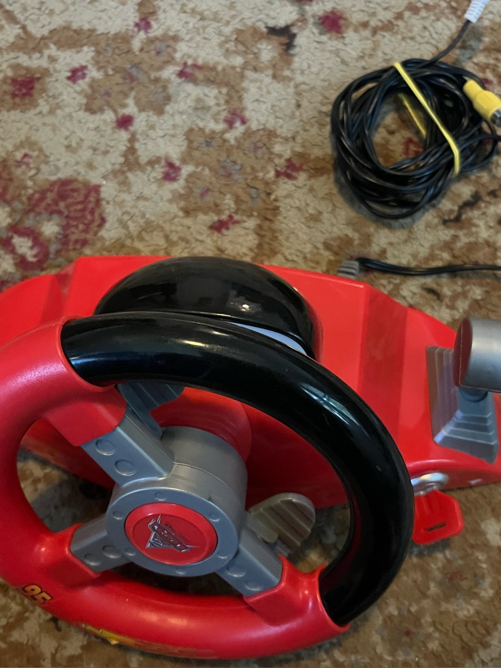 Disney Pixar Cars Lightning McQueen Plug and Play TV Video Game Racing Wheel